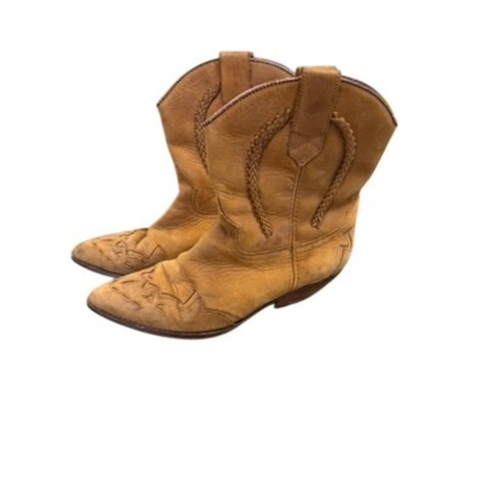 "GUESS" by Georges Marciano VTG Leather Western Boots Braided SZ 8 Rare Cowgirl